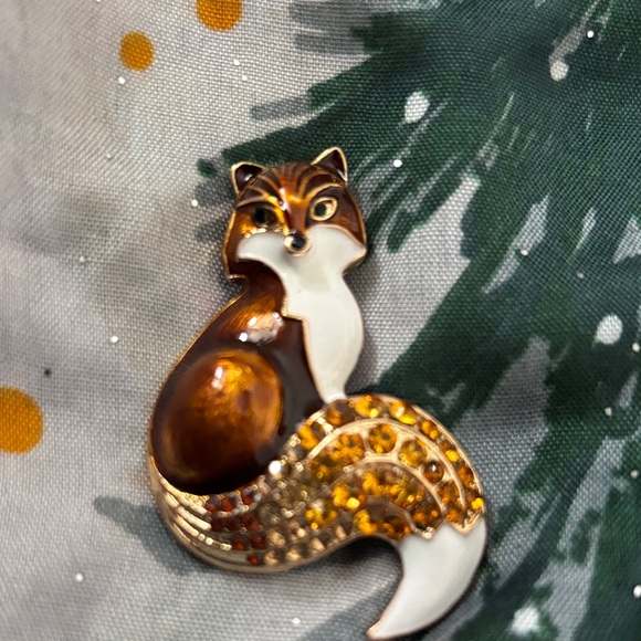 Brown and Gold Fox Brooch/ Pendant - Picture 2 of 4